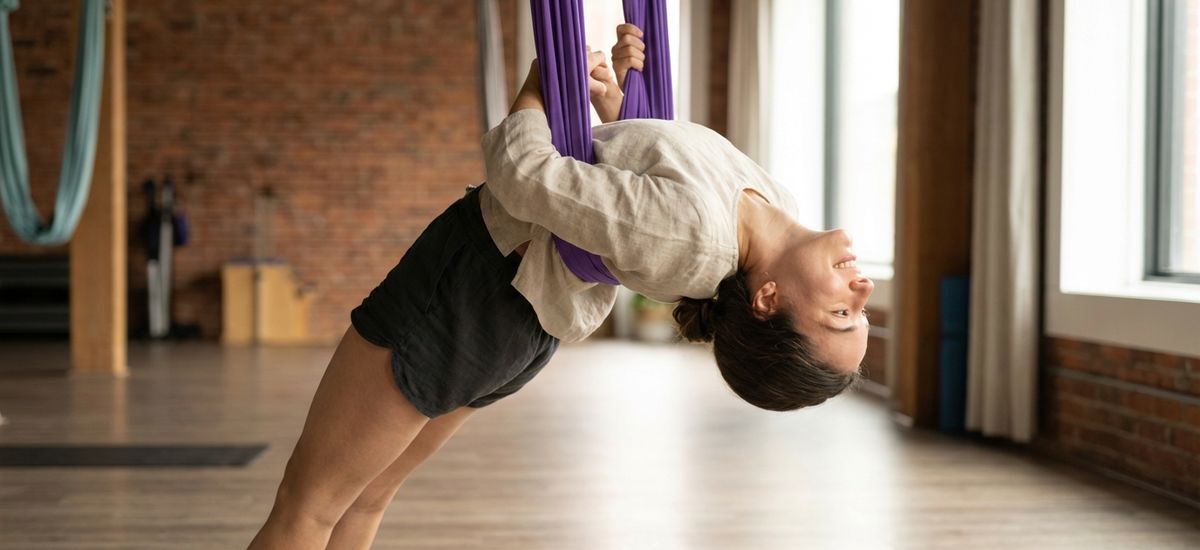 Flexión de espalda en hamaca de aeroyoga