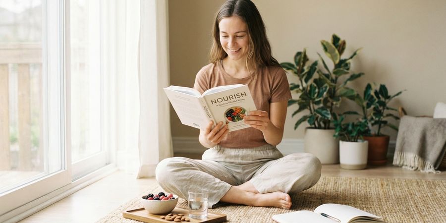Leyendo sobre nutrición y yoga