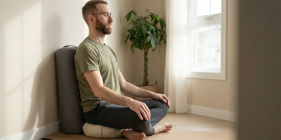 Meditación cómoda con cojín de altura correcta para alineación