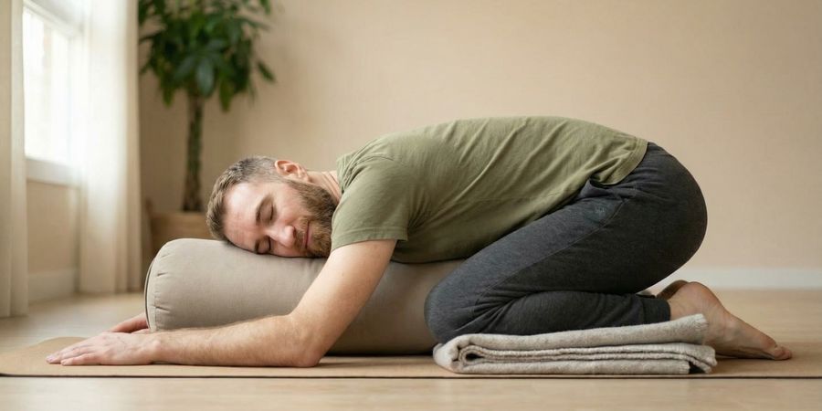 Postura del niño con apoyo de bolster para mayor comodidad