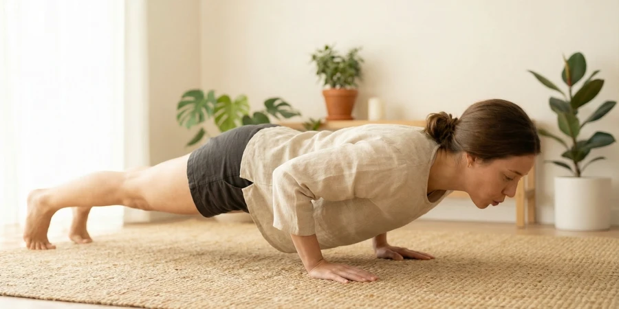 Chaturanga integrada en la secuencia del Saludo al Sol