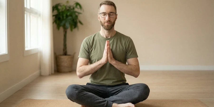 Principiante dando sus primeros pasos en yoga con confianza y motivación