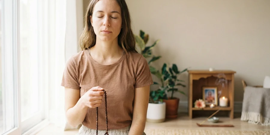 Persona concentrada aprendiendo la pronunciación correcta del mantra