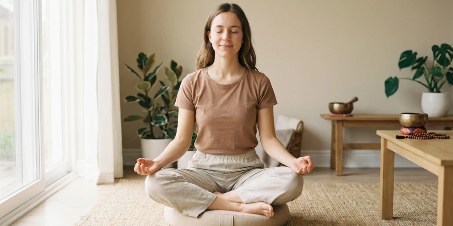 Técnica de respiración consciente en meditación