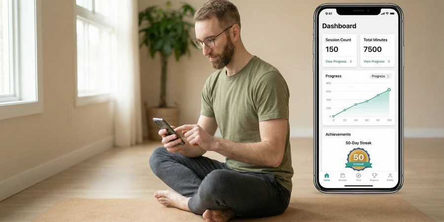 Interfaz de app de yoga Down Dog personalizable