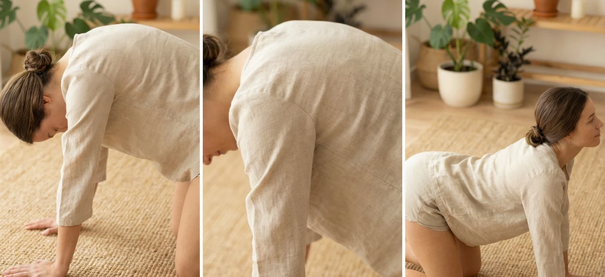 Postura del gato-vaca: moviliza tu columna vertebral