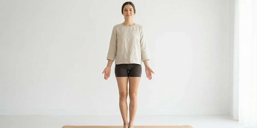 Distribución correcta del peso en los pies durante Tadasana
