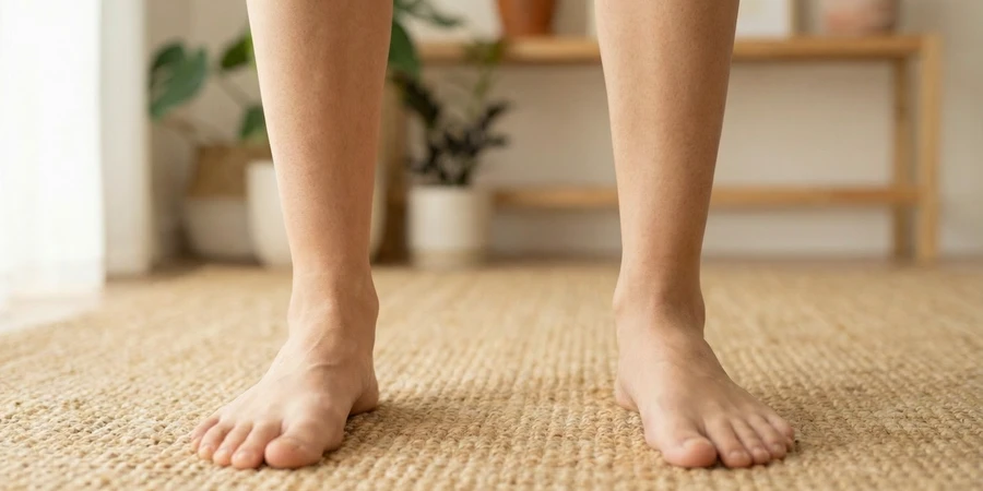 Vista lateral de Tadasana mostrando la columna vertebral alineada