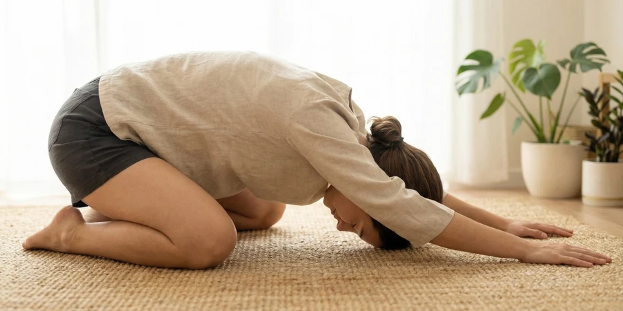 Respiración profunda en Balasana