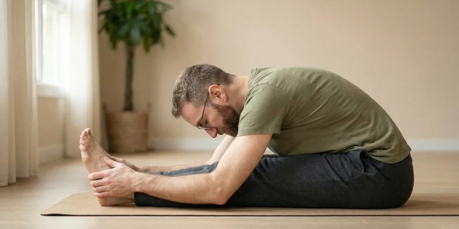 Estiramiento de isquiotibiales en Paschimottanasana