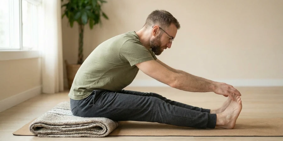 Uso de correa en la postura de la pinza para principiantes