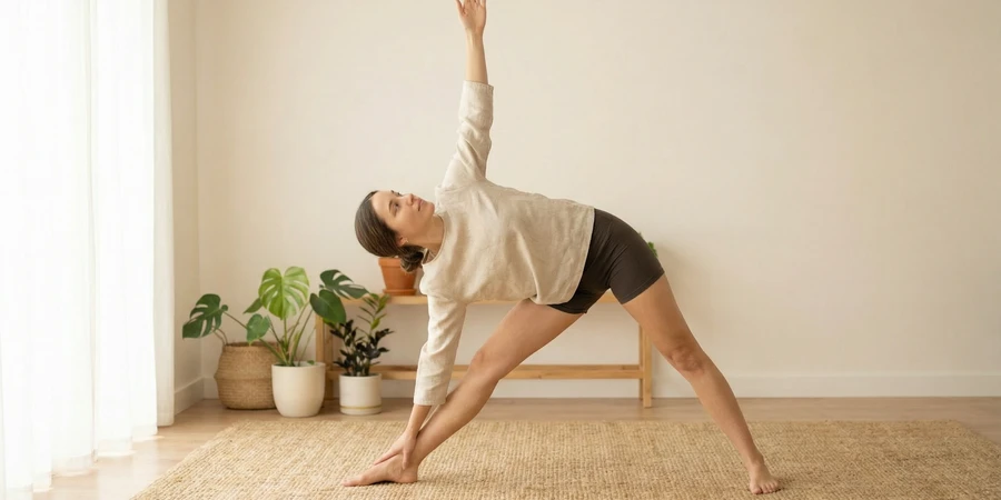 Estiramiento lateral profundo en Trikonasana