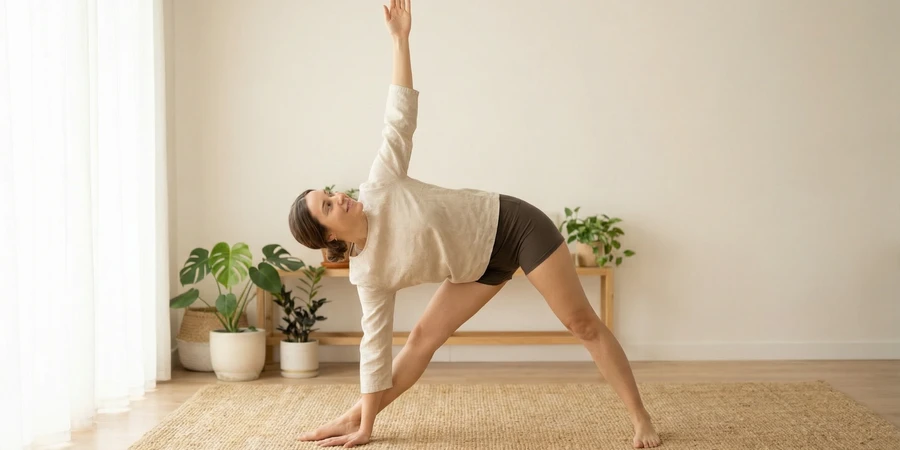 Fortalecimiento de piernas en la postura del triángulo