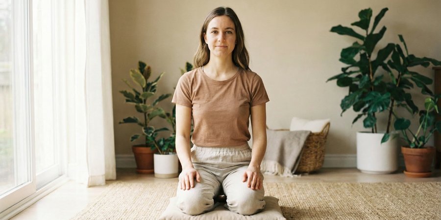 Mujer en seiza con columna erguida en postura tradicional japonesa