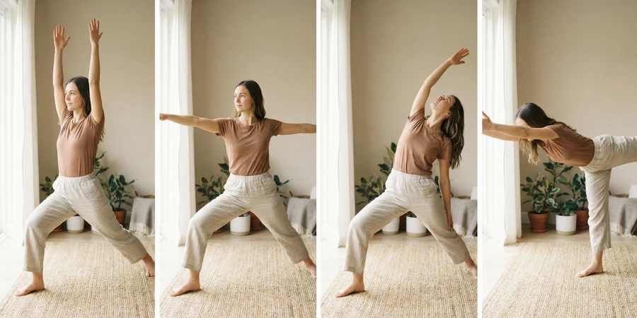 Posturas de equilibrio avanzadas como árbol y águila