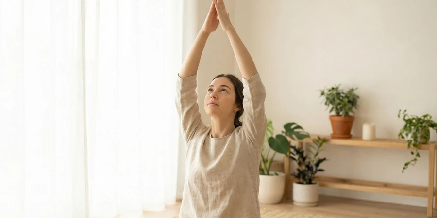 Yogui practicando la Variación B del saludo al sol con movimientos más avanzados