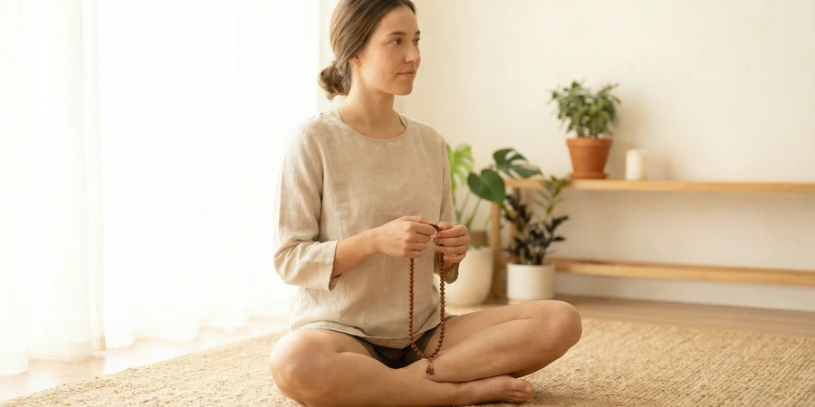 Practicante cantando Om en meditación diaria para transformar su energía