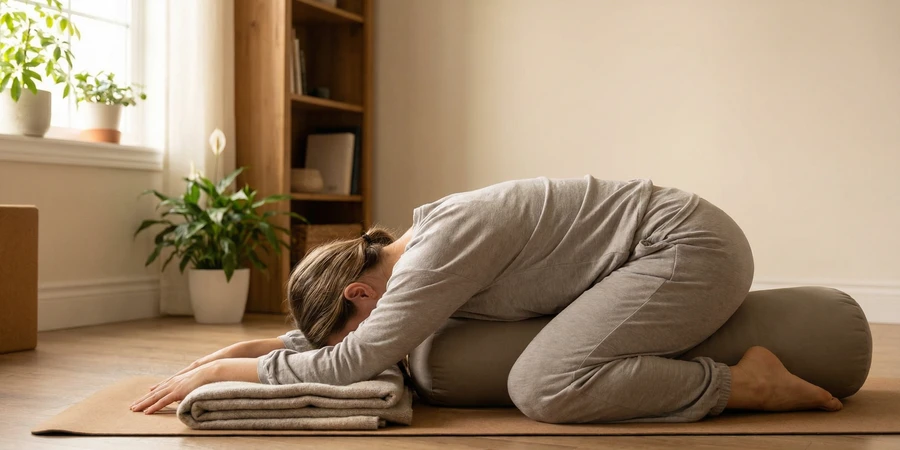 Persona practicando la técnica de respiración 4-7-8 en postura sentada